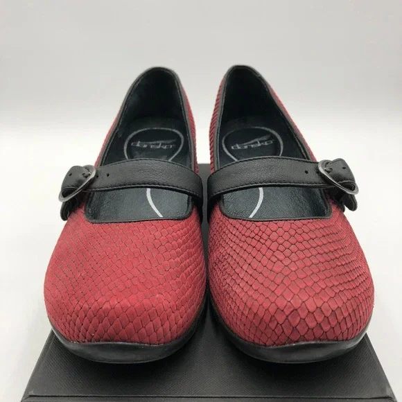 Dankso Orla Mary jane Clogs Women's Size 9 Red Cranberry Snake comfort Shoes - Picture 4 of 16